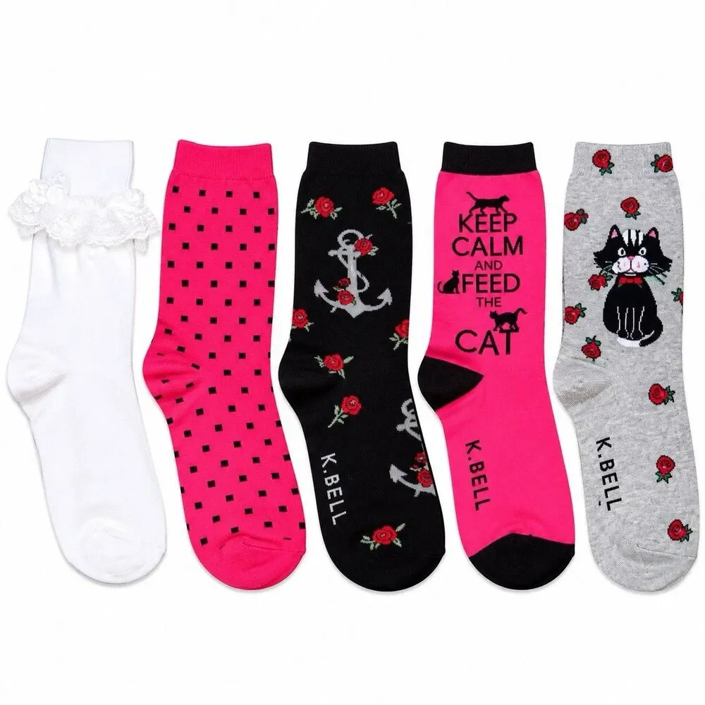 20 Pair Womens Socks Lot New Mixed K Bell Jordan Crew Knee High Novelty